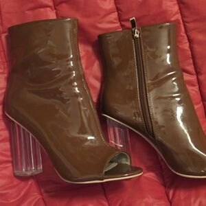 Brown Faux Leather Heels